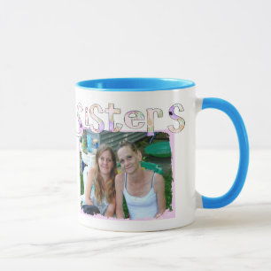 Mug de soeur avec photo et citation dans le coeur 