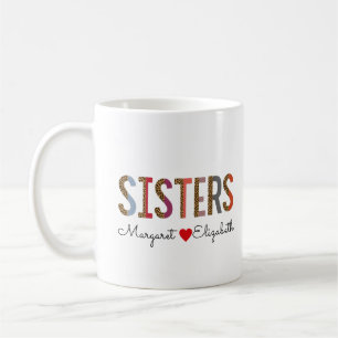 Mug de soeurs colorées léopard - Noms personnalisé