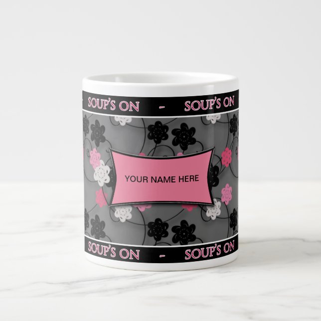 MUG DE SOUPE JUMBO - ROSE/NOIR/ARGENT (Devant)