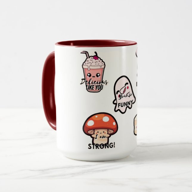 Mug de style autocollant Kawaii esthétique mignon  (Devant gauche)