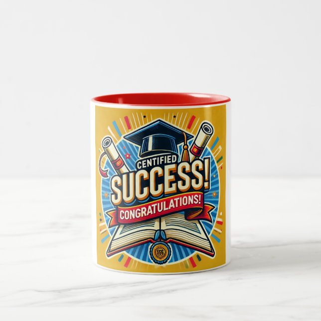 Mug de succès certifié | Exam Félicitations Mug (Centre)