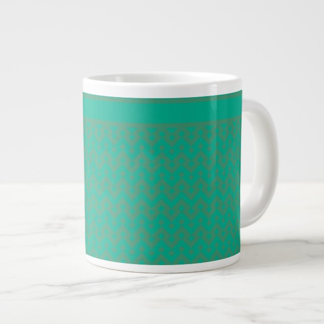 Mug de taille Jumbo, Motif géométrique vert émerau (Devant droit)