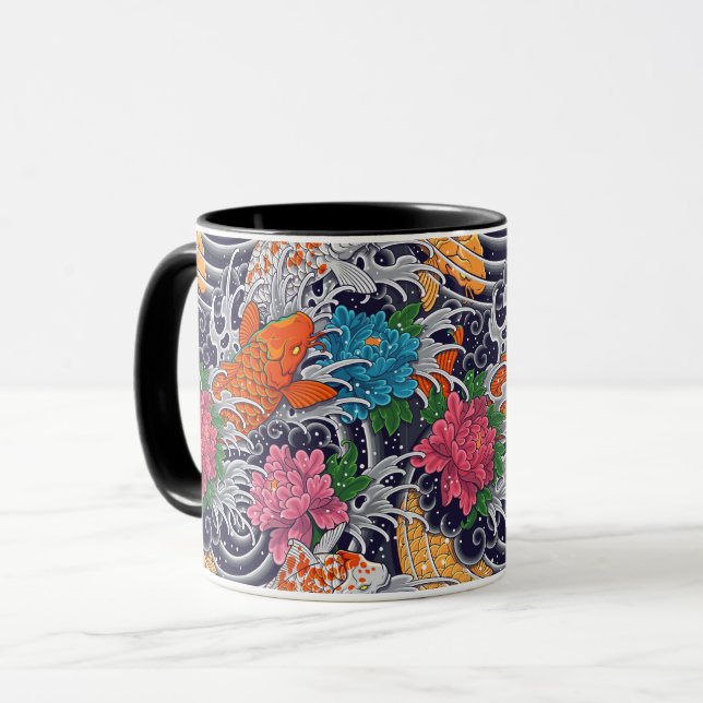 Mug de tatouage coloré Koi (Devant gauche)