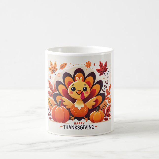 Mug de Thanksgiving de dinde mignon | Kawaii Autom (Centre)
