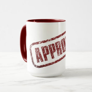 Mug de timbre rouge cool "Approuvé" - Style rétro