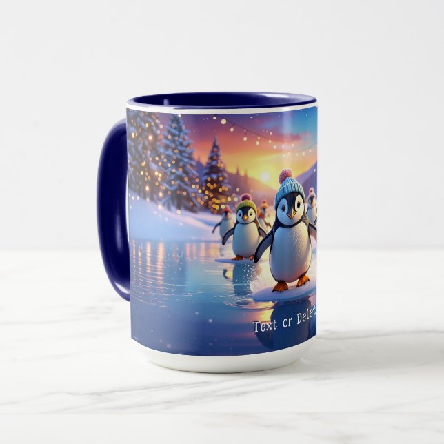 Mug de vacances avec de mignons manchots en chapea (Devant gauche)