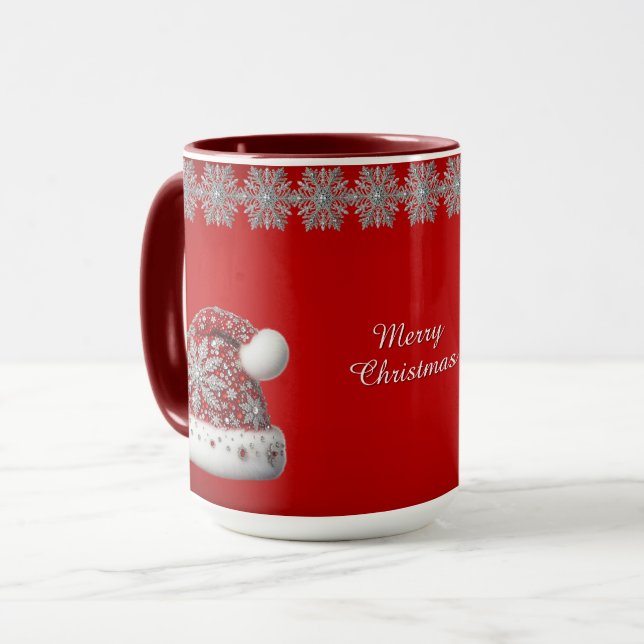 Mug de vacances de Noël avec chapeau de Père Noël  (Devant gauche)