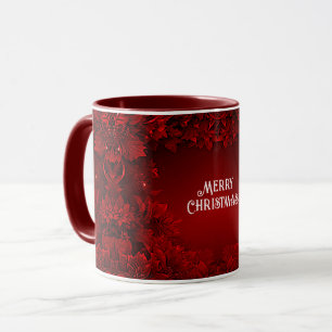 Mug de vacances Floral Feuille rouge