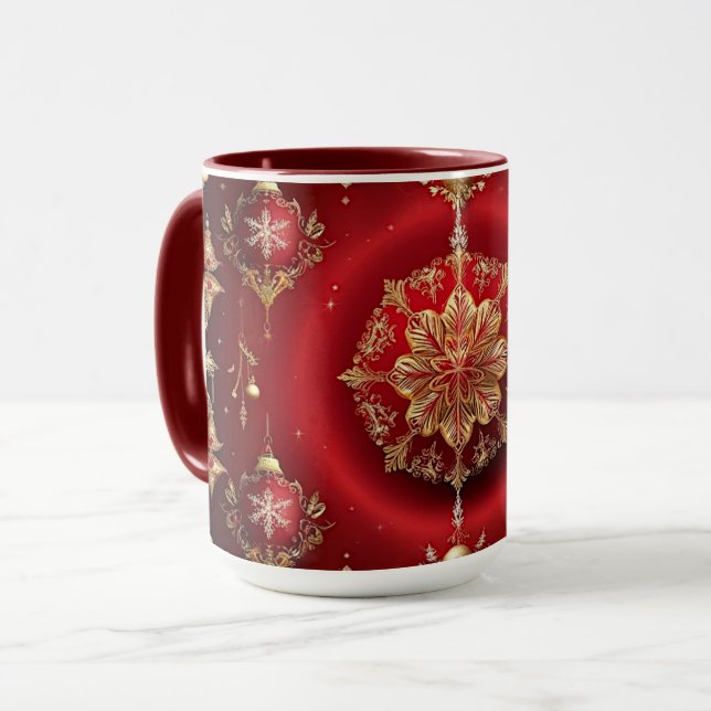 Mug de vacances Ornements Décoratifs Rouges (Devant gauche)