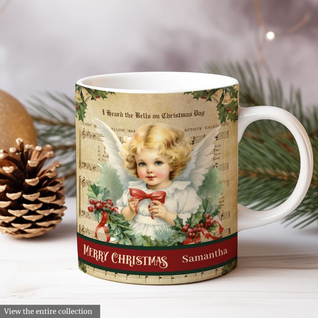 Mug de vacances personnalisé Accent de table d'ang (Personalized Holiday Mug Retro Angel Table Accent)