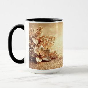 Mug de vacances Poinsettia doré
