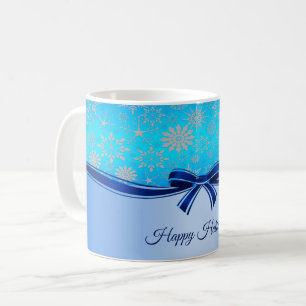 Mug de vacances Ruban Bleu Flocons de Neige