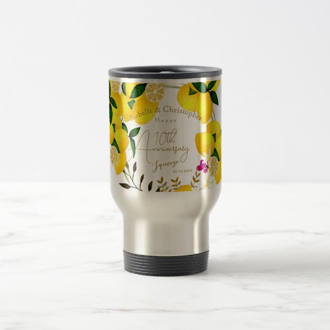 Mug De Voyage 10e anniversaire de mariage Summer Lemon Squeeze  (Centre)