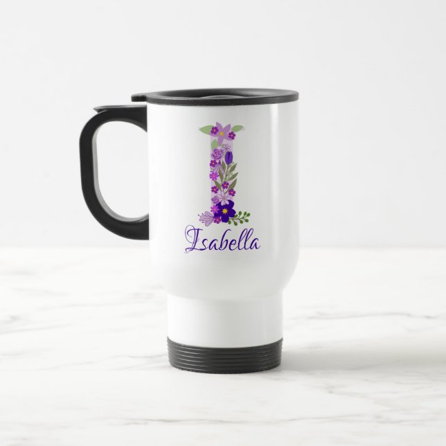 Mug De Voyage 15 oz Lavande Purple Monogrammed Café Voyage (Gauche)