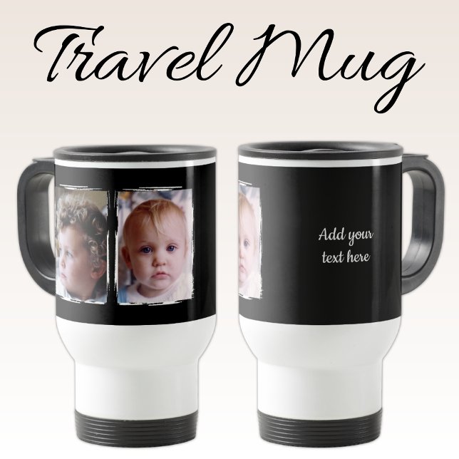 Mug De Voyage 2 photo custom text white black (Créateur téléchargé)