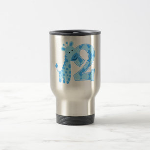 Mug De Voyage 2ème anniversaire Giraffe Bleue