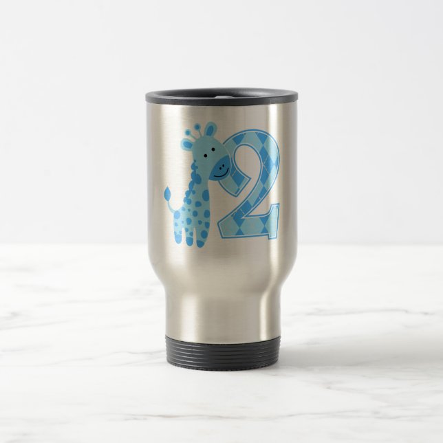 Mug De Voyage 2ème anniversaire Giraffe Bleue (Centre)