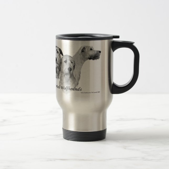 Mug De Voyage 3 têtes de chien-loup irlandais (Droit)