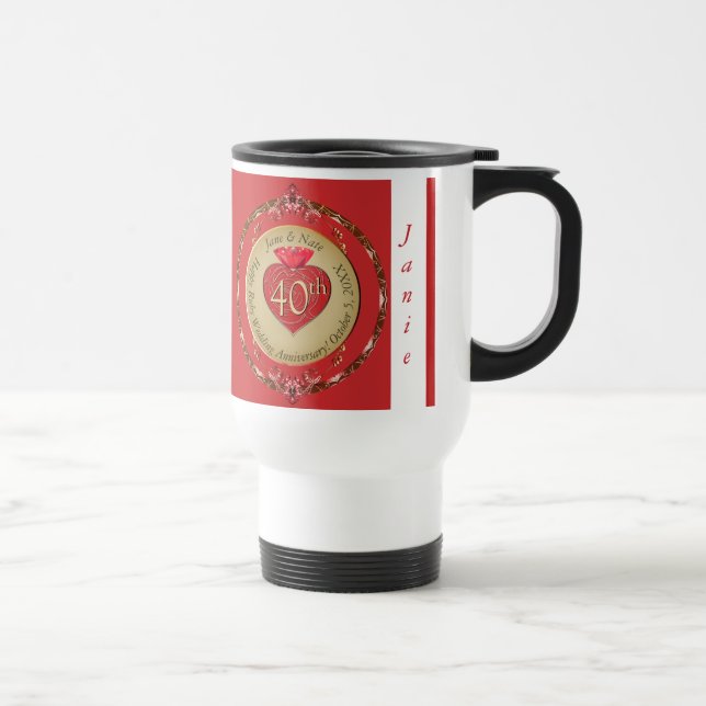 Mug De Voyage 40e/15e anniversaire du Mariage Ruby (Droite)