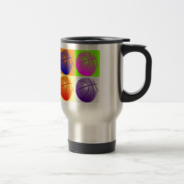 Mug De Voyage 4 couleurs Pop Art Basketball (Droit)