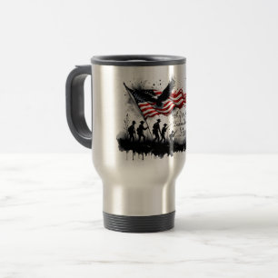 Mug De Voyage 4 juillet art patriotique avec drapeau et soldats