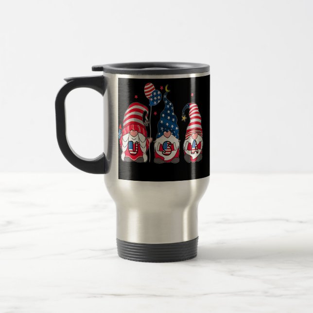 Mug De Voyage 4 juillet Patriotique Gnomes Tee Summer USA (Gauche)