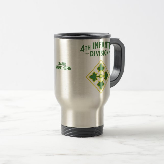 Mug De Voyage 4e division d'infanterie personnalisable (Devant droit)