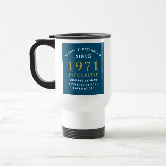 Mug De Voyage 50e anniversaire 1971 Blue Gold pour sa personnali (Gauche)