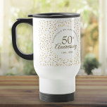 Mug De Voyage 50e anniversaire du Mariage Coeurs d'or<br><div class="desc">Doté de délicats coeurs dorés. Personnalisez avec vos cinquante ans d'or mariage anniversaire informations en lettres d'or chic. Conçu par Thisisnotme©</div>