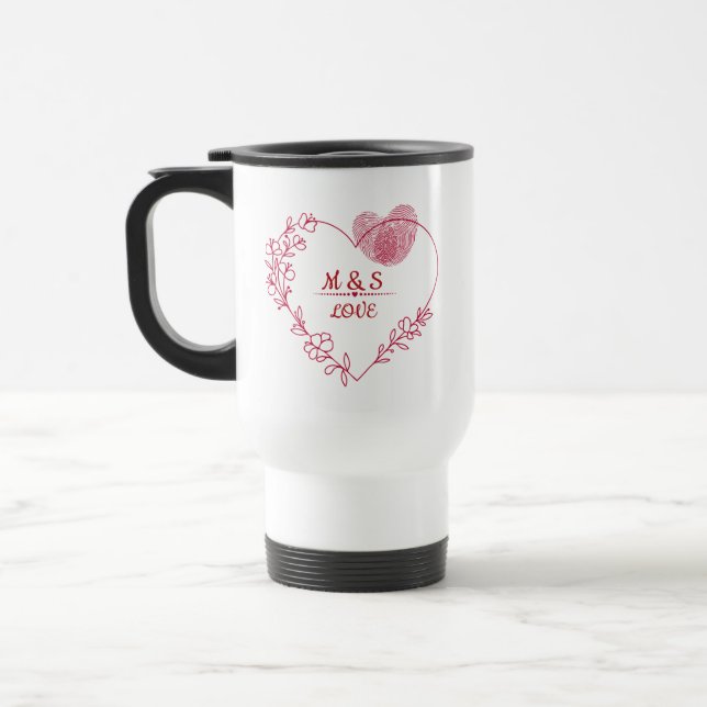 Mug de voyage à empreinte digitale cœur floral Sai (Gauche)