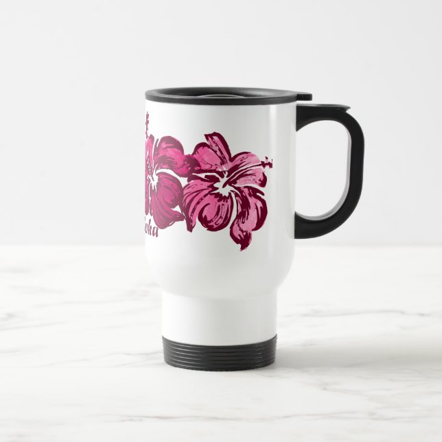 Mug de voyage à l'aquarelle Hibiscus (Droite)