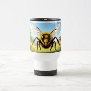 Mug De Voyage Abeille agressive volant dans un paysage naturel