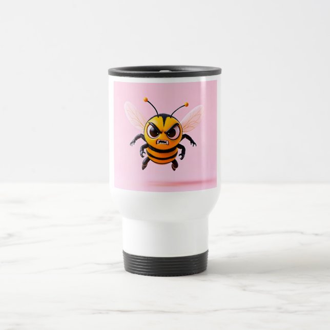 Mug De Voyage Abeille de dessin animé sur fond rose (Centre)