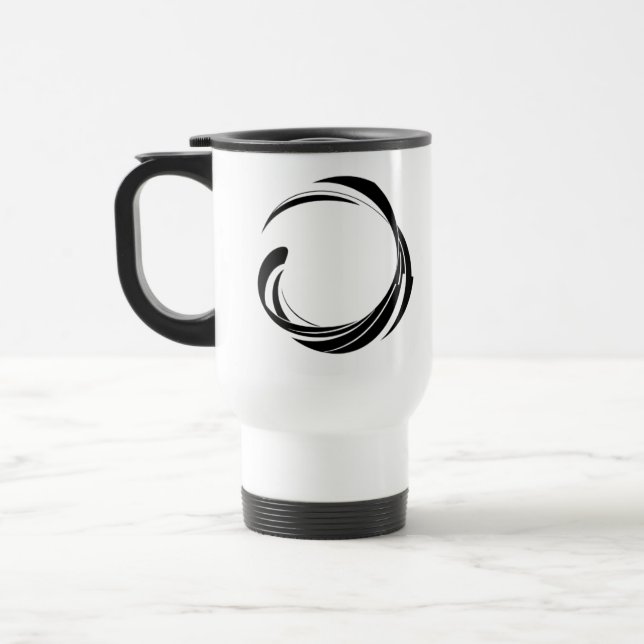 Mug De Voyage Abstract Swirl Circle Design – curved ring artwork (Gauche)