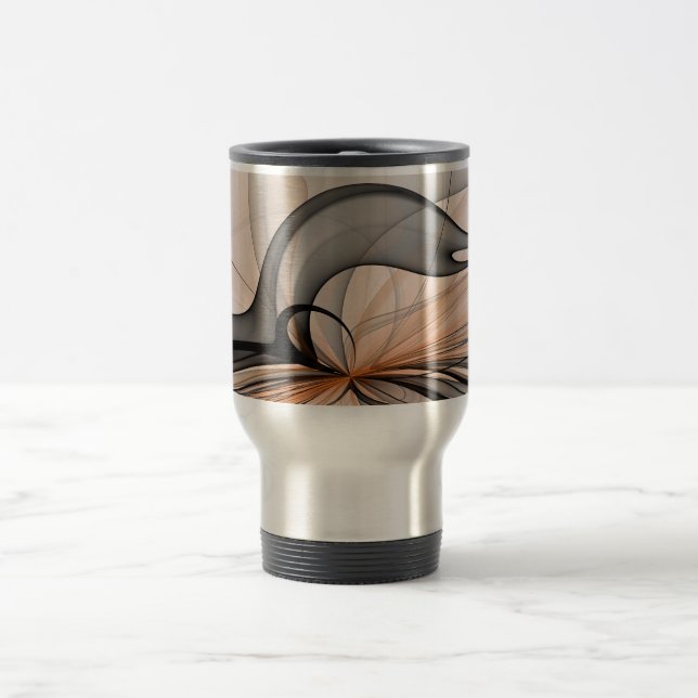 Mug De Voyage Abstrait Anthracite Grey Sienna Art moderne fracta (Centre)