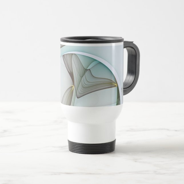 Mug De Voyage Abstrait Turquoise Brown Gold Elegance (Devant droit)