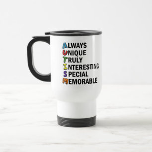 Mug De Voyage Acrostique de Sensibilisation sur l'autisme mûre