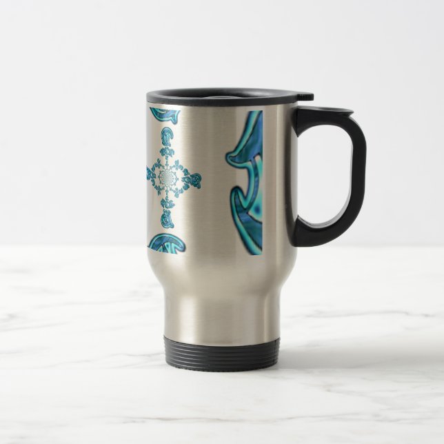 Mug De Voyage Action Cyan Turquoise Graffiti Abstrait Imprimer (Droit)