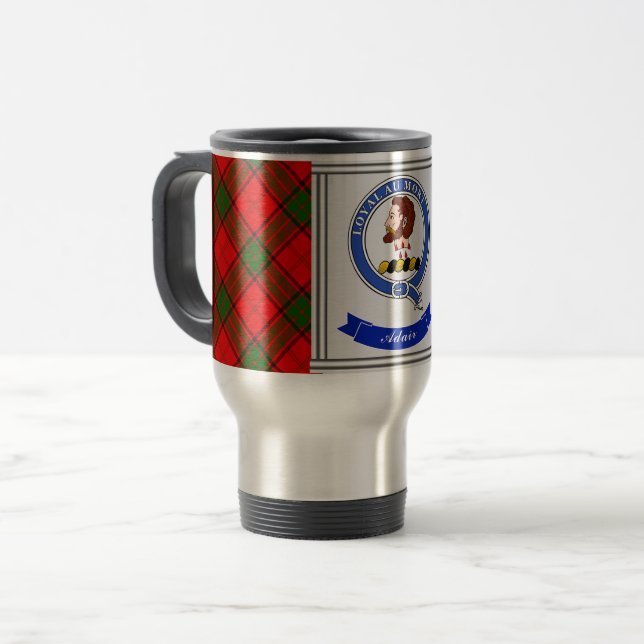 Mug De Voyage Adair Clan Badge & Tartan Personnalisé (Devant gauche)