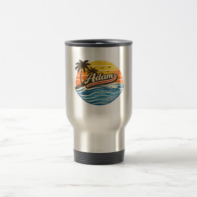 Mug De Voyage Adam Retro Sunset Name Design (Centre)