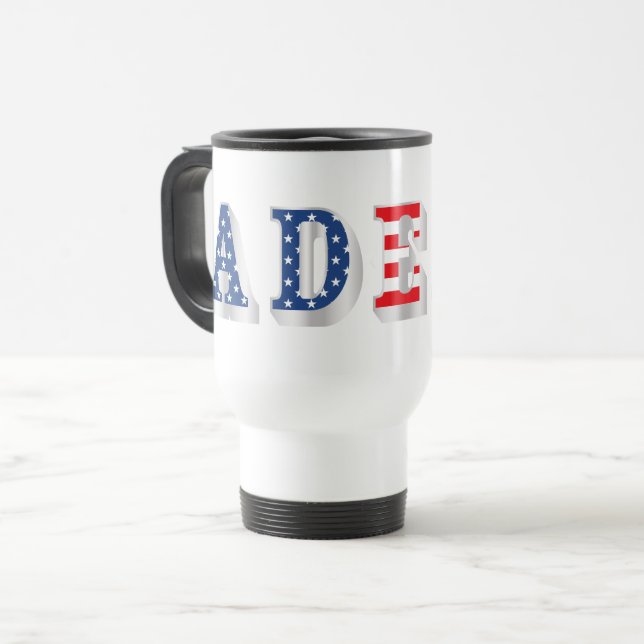 Mug De Voyage ADEPT AMÉRICAIN - design de texte d'art graphique (Devant gauche)