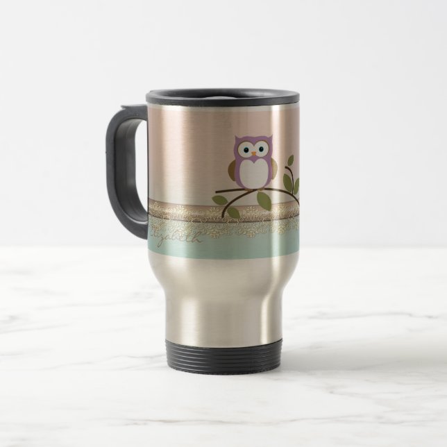 Mug De Voyage Adorable Girly Cute Owl (Devant gauche)
