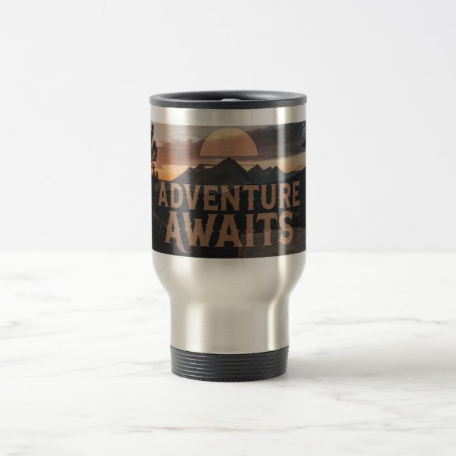 Mug De Voyage Adventure Awaits Mountain Travel Tumbler – Rugged  (Centre)