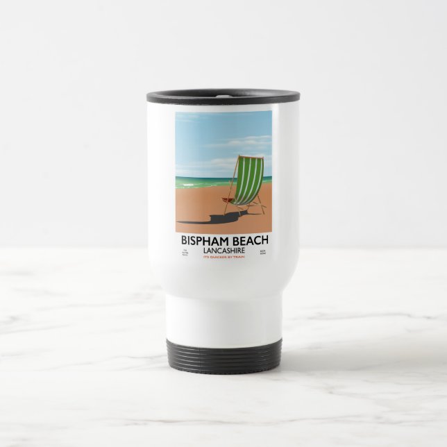 Mug De Voyage Affiche de bord de mer du Lancashire à Bispham Bea (Centre)