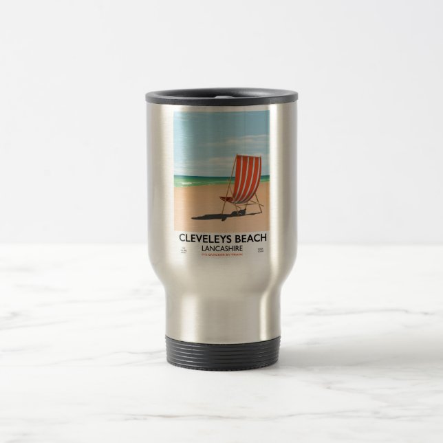 Mug De Voyage Affiche de Cleveleys Beach Lancashire bord de mer (Centre)