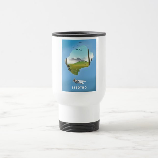 Mug De Voyage Affiche de ski Lesotho Afrique du Sud (Centre)