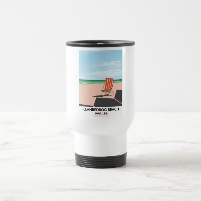 Mug De Voyage Affiche de voyage de la plage de Llanbedrog au Pay (Centre)