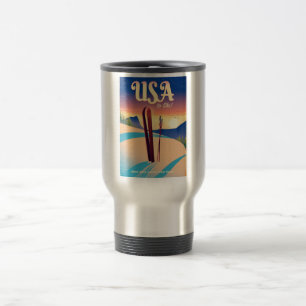 Mug De Voyage affiche de voyage de style Vintage USA "To Ski"