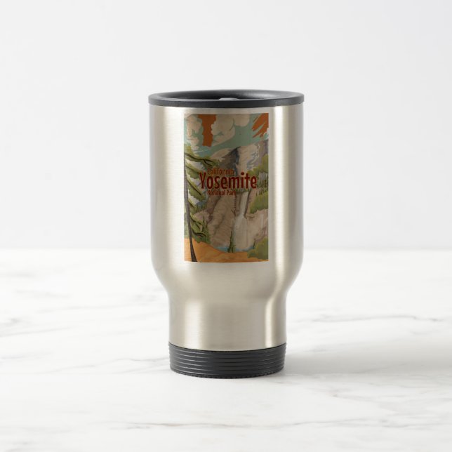Mug De Voyage Affiche vintage de Yosemite (Centre)