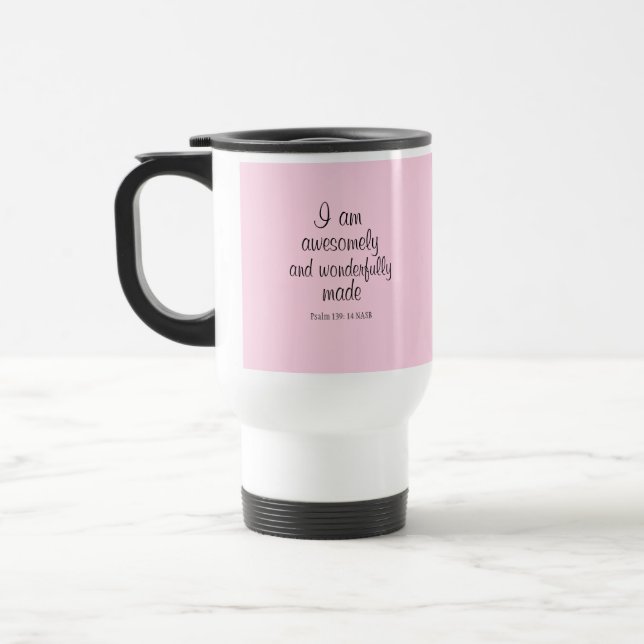 Mug De Voyage Affirmation Biblique Simple Positive Rose (Gauche)